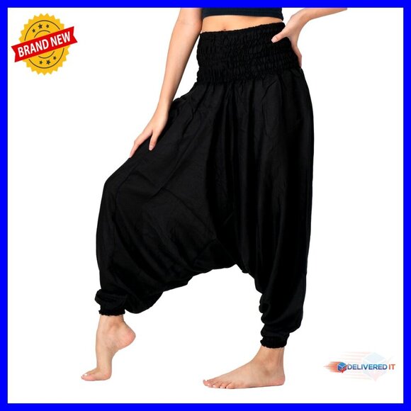 Pants - Harem Pants Jumpsuit Bohemian Yoga Pants Elastic Waistband One Size